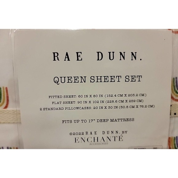 Rae Dunn LOVE Rainbows QUEEN Sheet Set Pillowcases Bedding LBGT Pride NEW - Picture 5 of 5